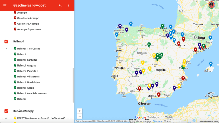 stations-service low cost google maps