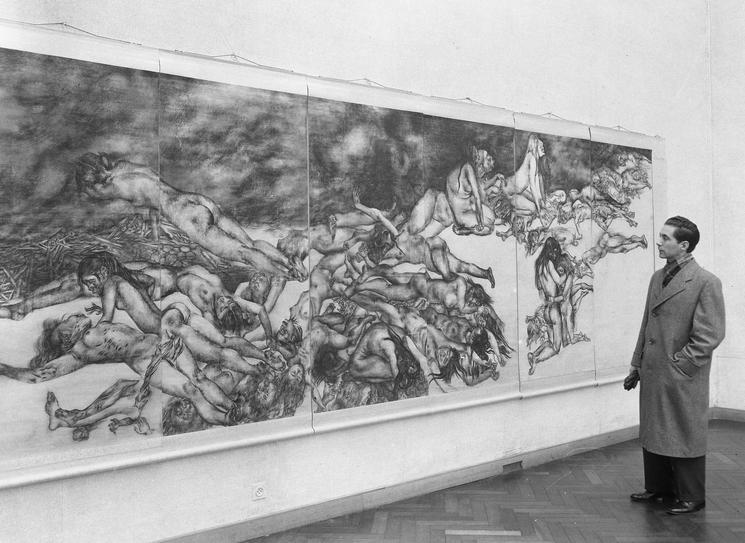 Le panneau n°5 de la série, intitulé “Boys and Girls”, exposé au Stedelijk Museum à Amsterdam en 1957