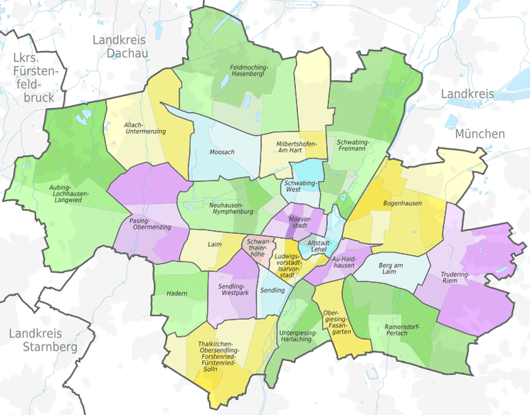 carte arrondissements de Munich