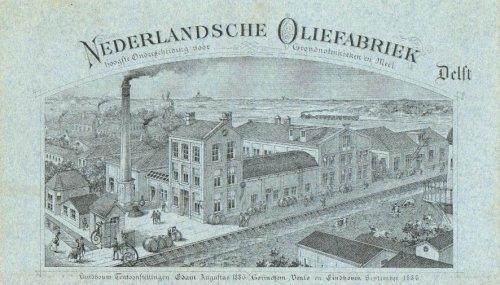 Autocollants publicitaires de Nederlandschen Oliefabriek Delft à l'occasion d'une exposition en 1886 (Photo: Wikimedia)