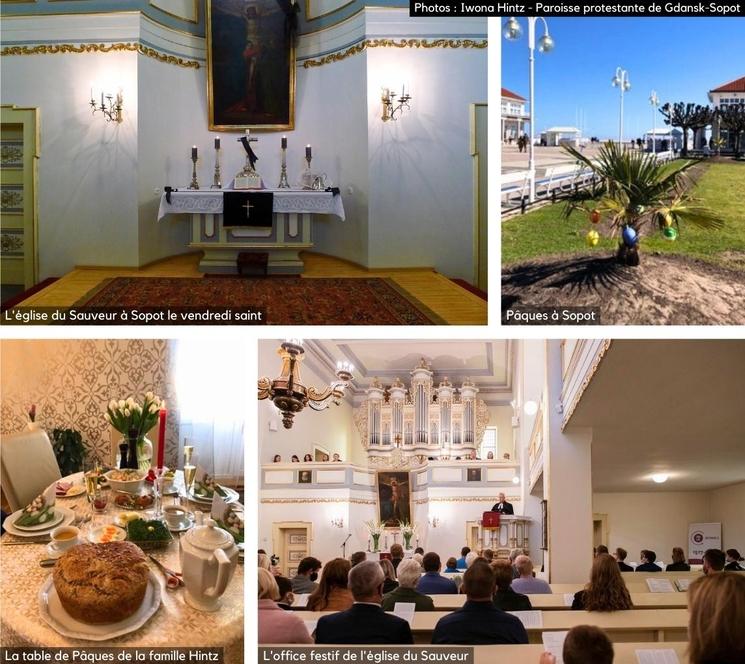 L'église du Sauveur à Sopot le vendredi saint ; Pâques à Sopot ; La table de Pâques de la famille Hintz ; L'office festif de l'église du Sauveur