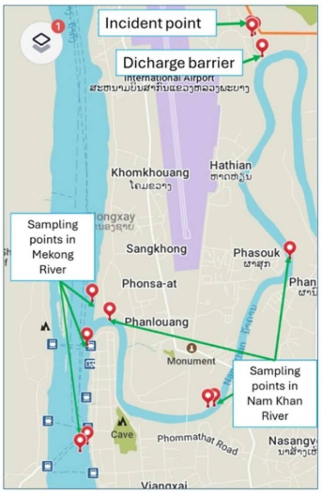 Localisation des points d'échantillonnage le 7 avril 2024. Photo : MRC