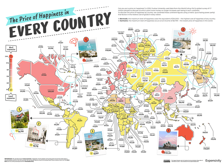 Carte du prix du bonheur en expatriation