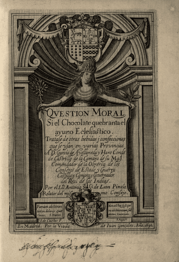 Question morale -si le chocolat brise ou non le jeûne de l'église, Madrid, 1636