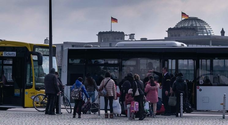 Réfugiés ukrainiens arrivant à Berlin