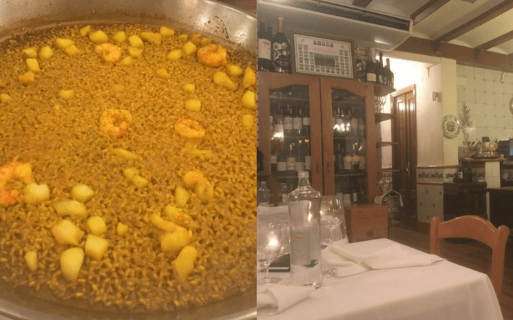 Une paella du restaurant El Raco del Turia et la salle du restaurant