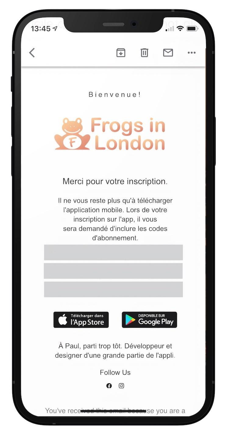 Le téléchargement de l'application frogsinlondon à la loupe