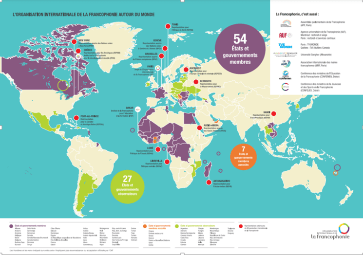 la Francophonie dans le monde – Source : Organisation Internationale de la Francophonie