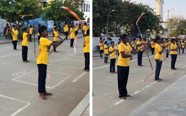 Démo de Silambam à Pondichéry