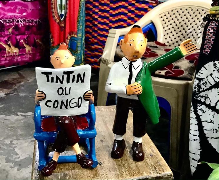 Reproduction du personnage de Tintin, au marché Plateau