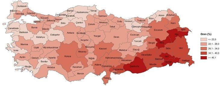 Enfants en Turquie répartition nationale