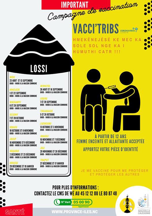 Calendrier de la vaccination contre la COVID-19 en tribu en Nouvelle-Calédonie 