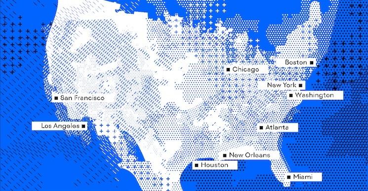 La carte de la présence de la Villa Albertine aux Etats-Unis