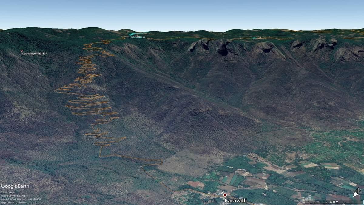 Montée des Kolli Hills avec Google Earth 