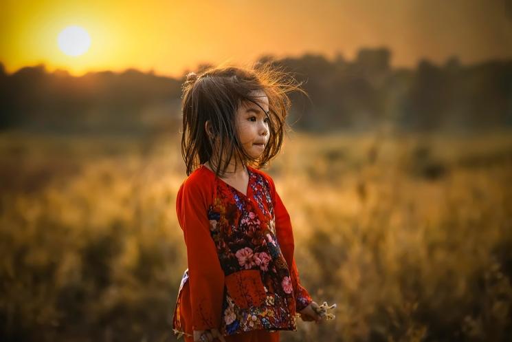 une enfant vietnamienne dans un champ au Vietnam 