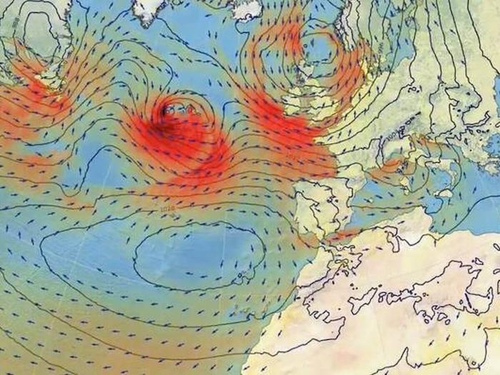 carte de la tempete eowyn d'après l'aemet