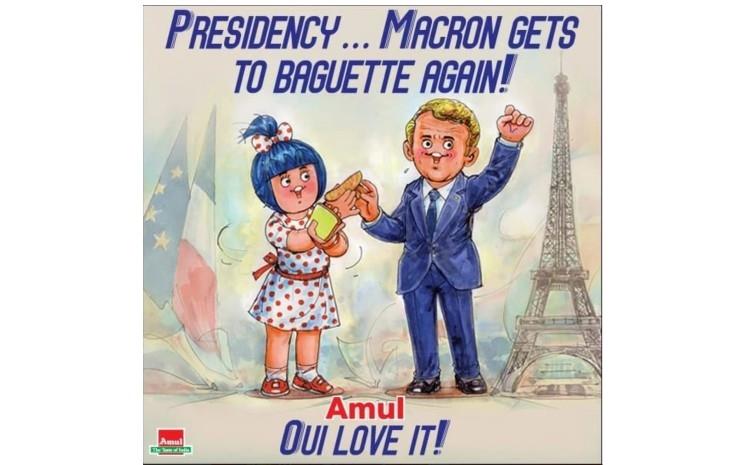 Publicité Amul pour la réélection d'Emmanuel Macron en 2022