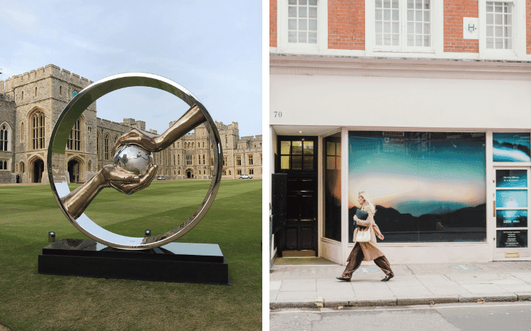 Empowerment par Lorenzo Quinn, chateau de Windsor et Glowing Stillness, Lela Amparo, Londres 