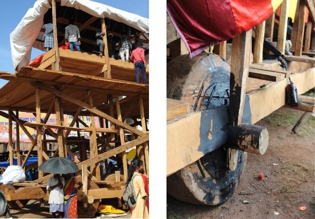 Construction du chariot de Dussehra à Jagdalpur