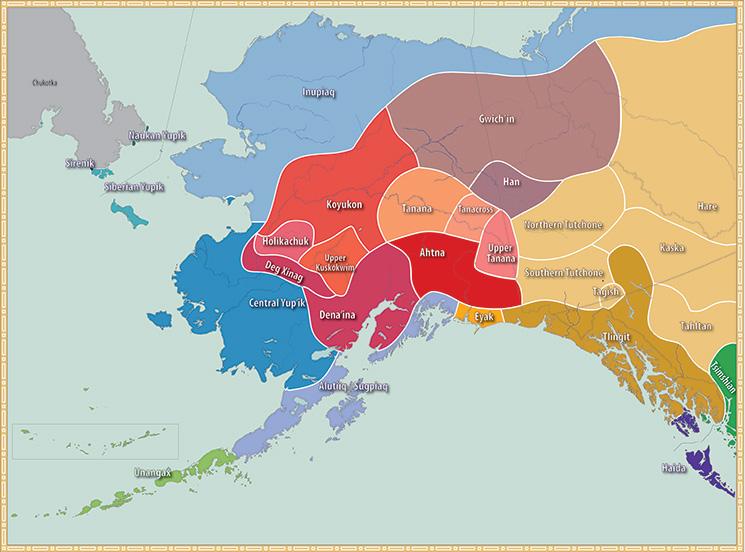 Carte des communautés autochtones présentes en Alaska