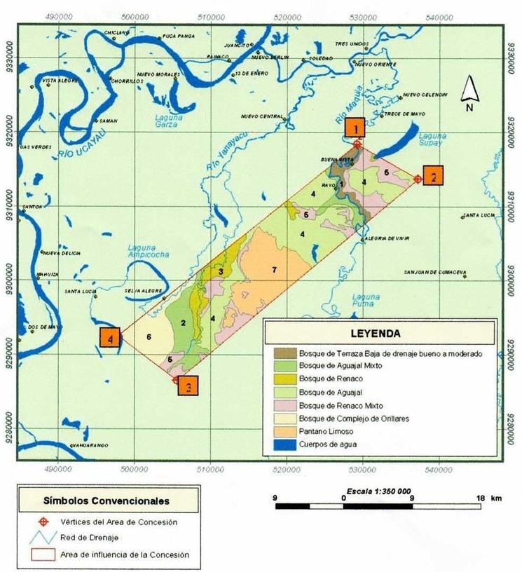 Carte de la concession de conservation Yanayacu-Maquia