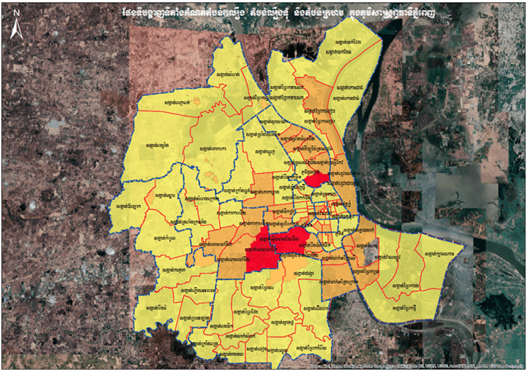 carte de Phnom Pneh zonée covid