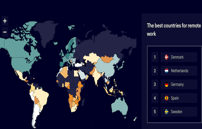 carte du 'global remote world index 2023'