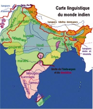 Carte linguistique de l'Inde