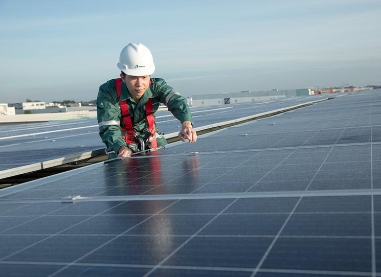 panneaux solaires sur un toit a changi