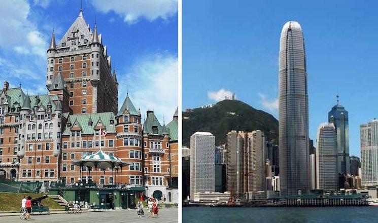 chateau frontenac au québec et tour IFC à Hong Kong