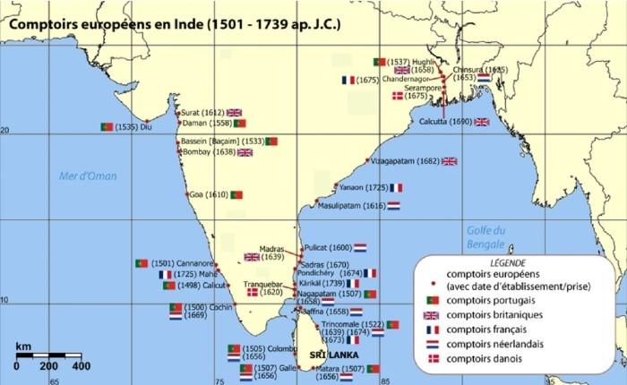 Les comptoirs étrangers en Inde