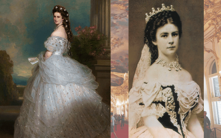 Elisabeth d'Autriche par Franz Xaver Winterhalter (1865) et Elisabeth le jour de son couronnement en 1867