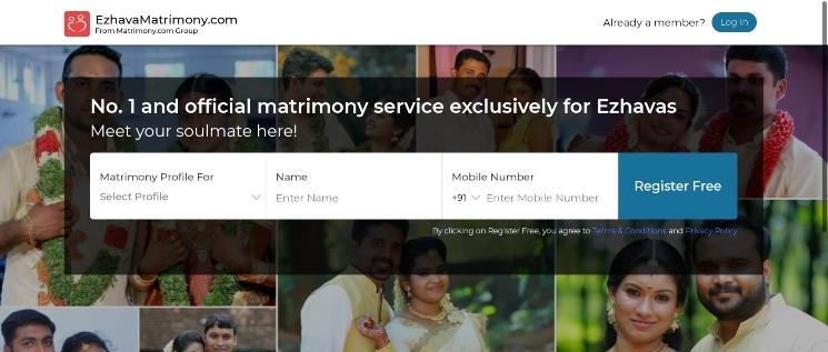Copie d'écran de l'application de rencontres Ezhavamatrimony.com
