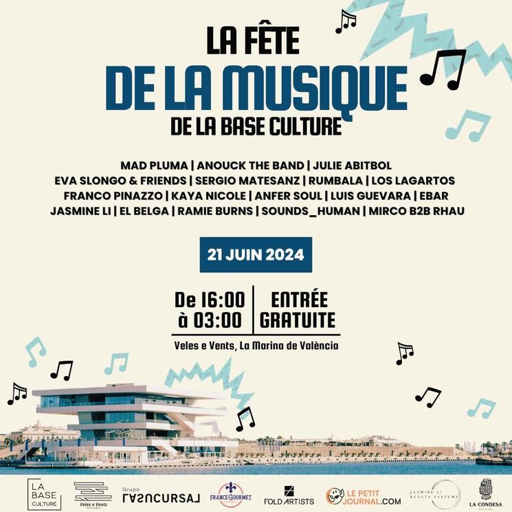 affiche en français de la fete de la musique 2024 à valencia de la base culture