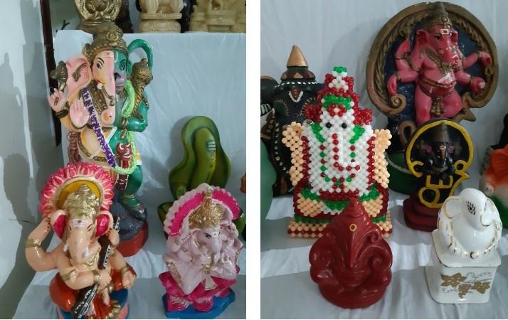 des mini ganesh en verre et en plastique