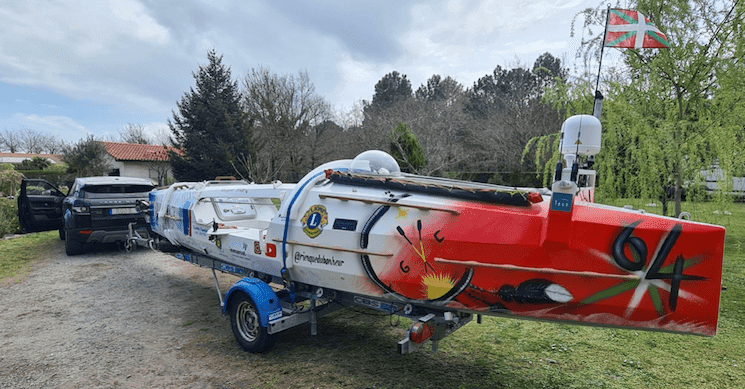 Le bateau de Gwénaël Bretonqui lui servira à traverser le Pacifique Nord