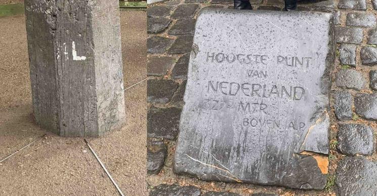 Bornes marquant l'intersection des frontières, et le plus haut point des Pays-Bas