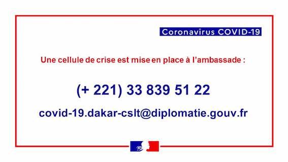 cellule de crise CORONAVIRUS Sénégal ambassade de france