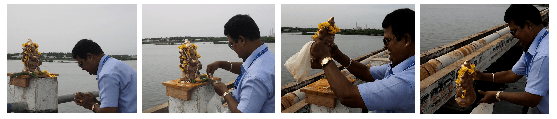 immersion de ganesh dans une rivière à Chennai