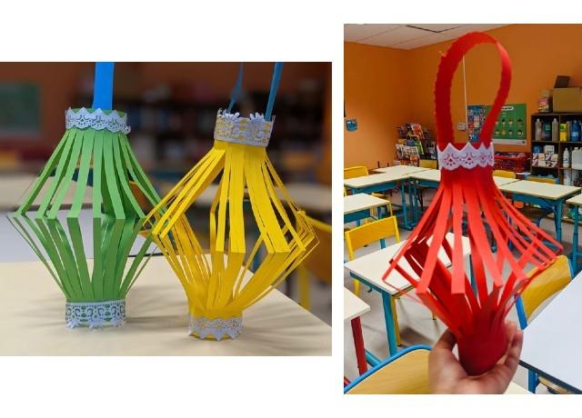 lampes de diwali faites par Ashima dans une ecole en france