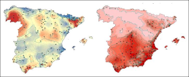 Comparaison climat Espagne périodes 1951-1954 et 2015-2018