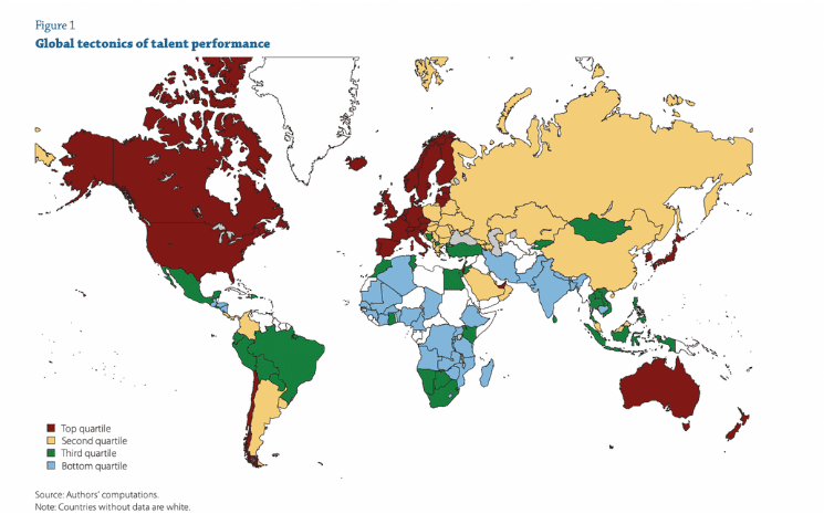 Carte 2022 de l'indice mondial de compétitivité des talents