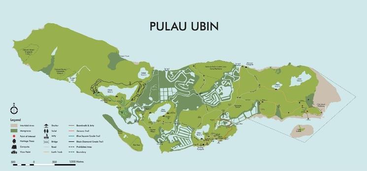 Pulau Ubin est située dans le détroit de Johor.