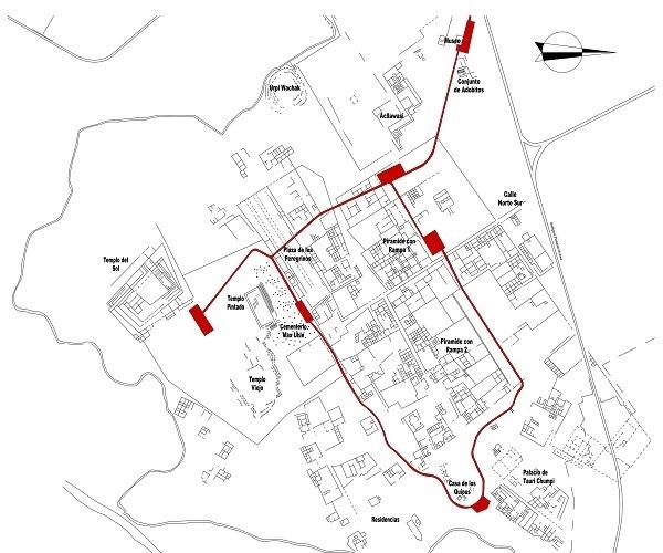 Plan du site archéologique de Pachacamac