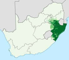 Carte d'afrique du sud avec le royaume zulu