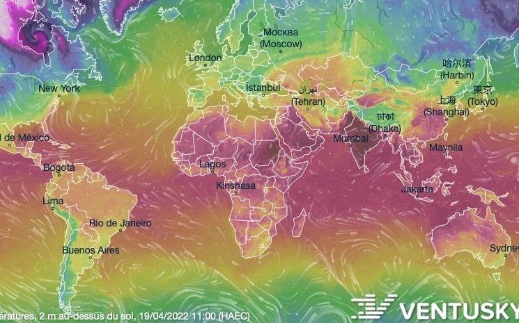 Températures mondiales en avril 2022