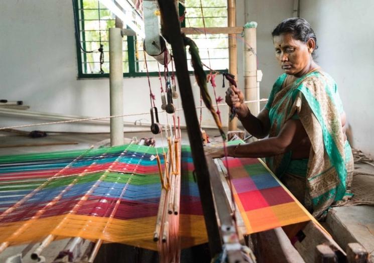 Tissage de sari en coton du Chettinad